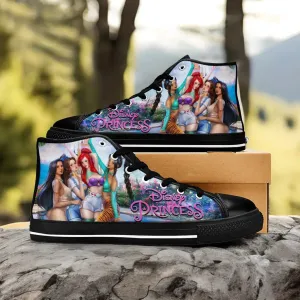 Pocahontas Belle Princesses Little Mermaid Jasmine Shoes High Top Sneakers for Kids and Adults