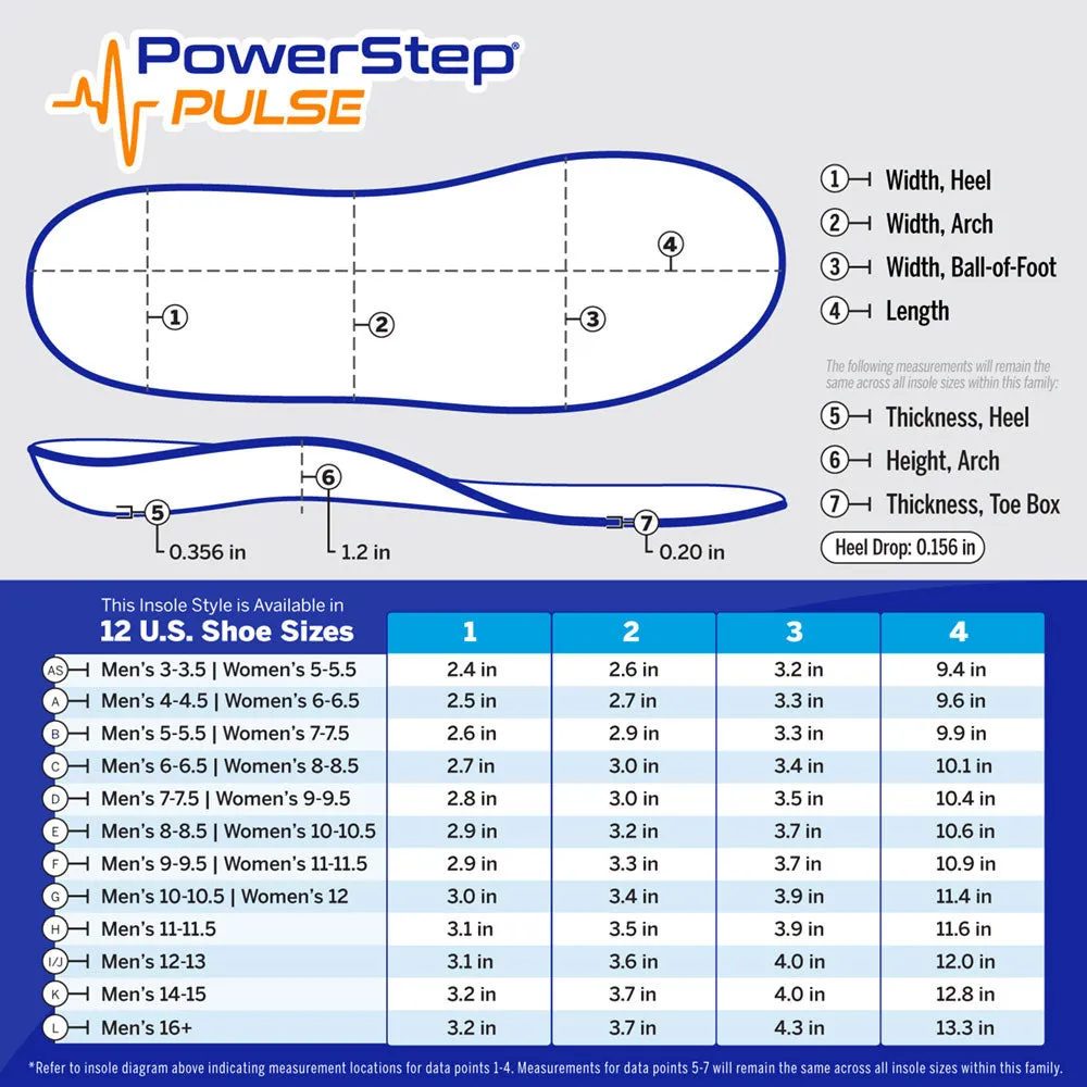 PowerStep PULSE Performance Insoles | Running Shoe Pain Relief Orthotic