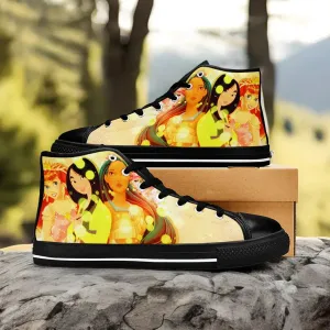 Princess Mulan Ariel Pocahontas Shoes High Top Sneakers for Kids and Adults