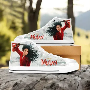 Princess Mulan Women Sword Warrior Shoes High Top Sneakers for Kids and Adults