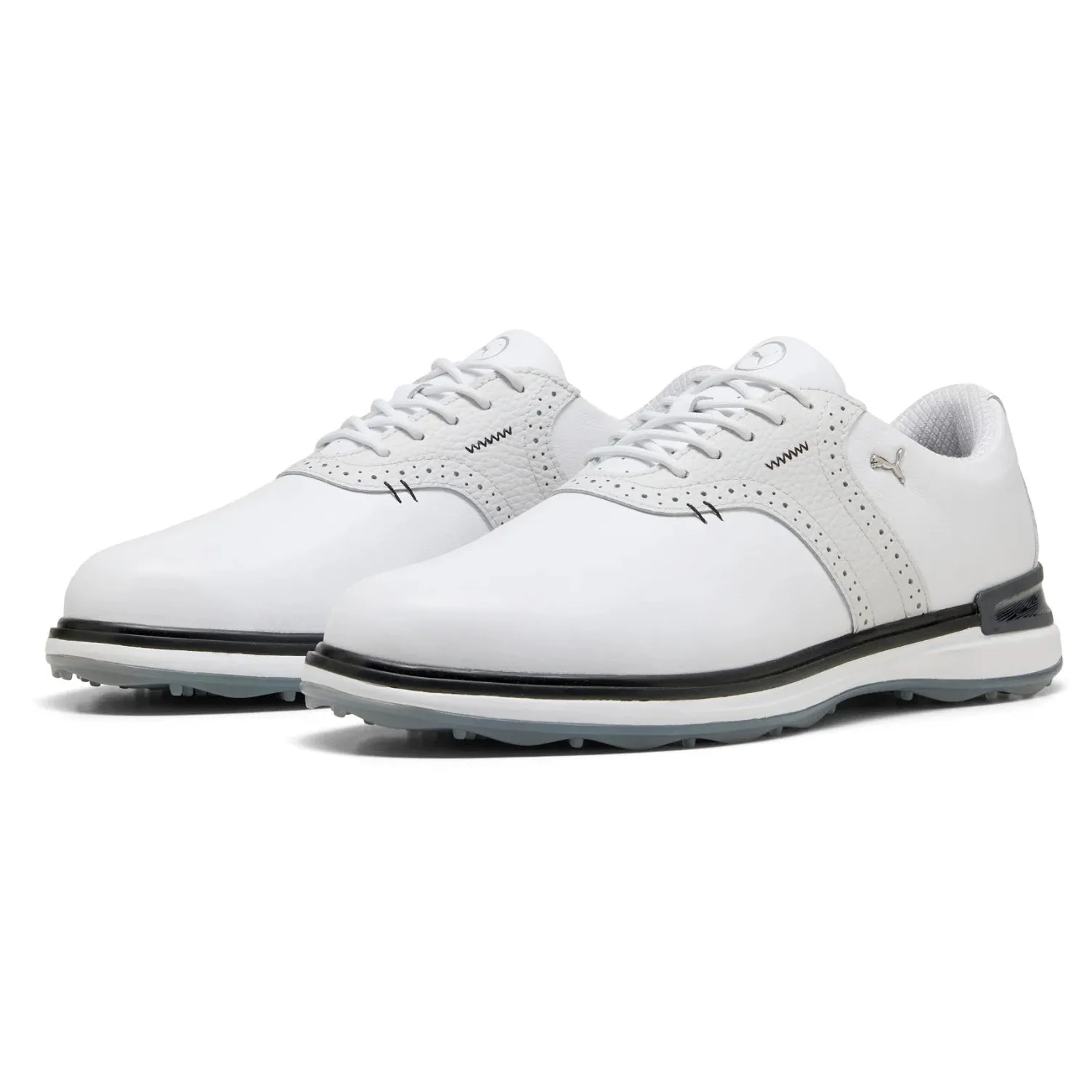 Puma AVANT Wingtip Spikeless Golf Shoes - White/Feather Grey/Black