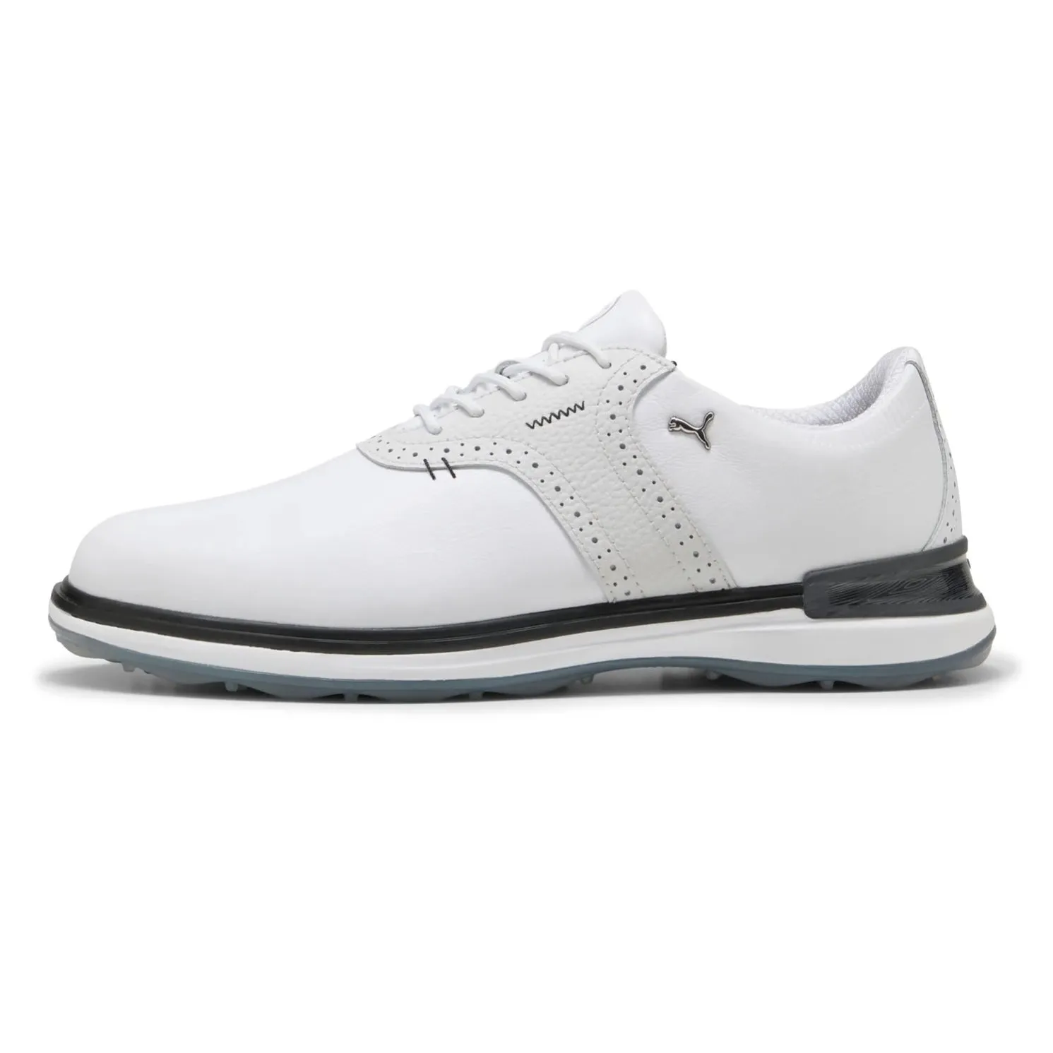 Puma AVANT Wingtip Spikeless Golf Shoes - White/Feather Grey/Black