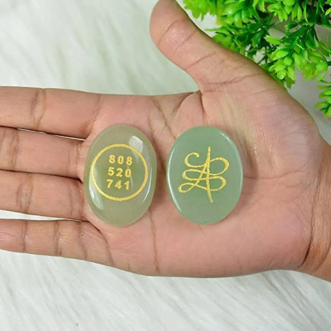 Reshamm® Energized Natural Green Aventurine Zibu Symbol Money Magnet Coin for Financial Growth and abundance, attract money, Good Luck, Reiki Healing, Vastu, Home office decor aaa quality (5pc)