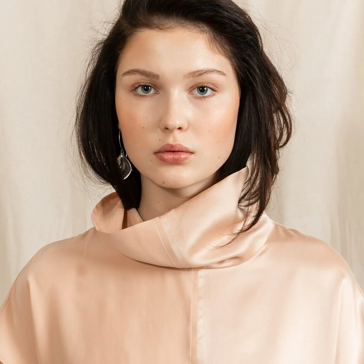 Revolution Cowl Neck Silk Blouse Pink