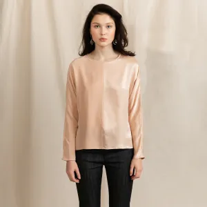 Revolution Round Neck Silk Blouse Pink