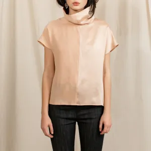 Revolution Short Sleeve Cowl Neck Silk Top Pink