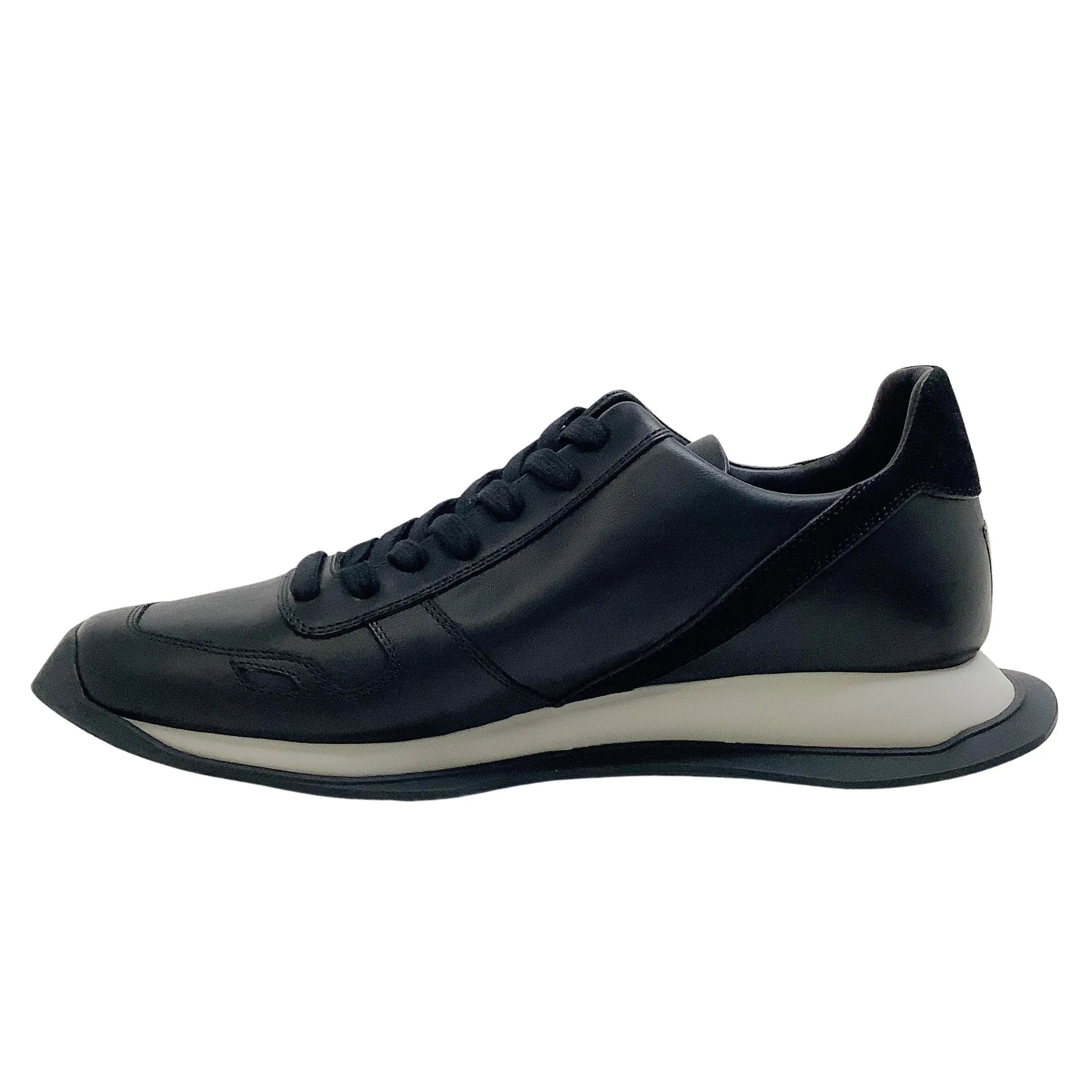 Rick Owens Black / Pearl Runner Lace Up Sneakers