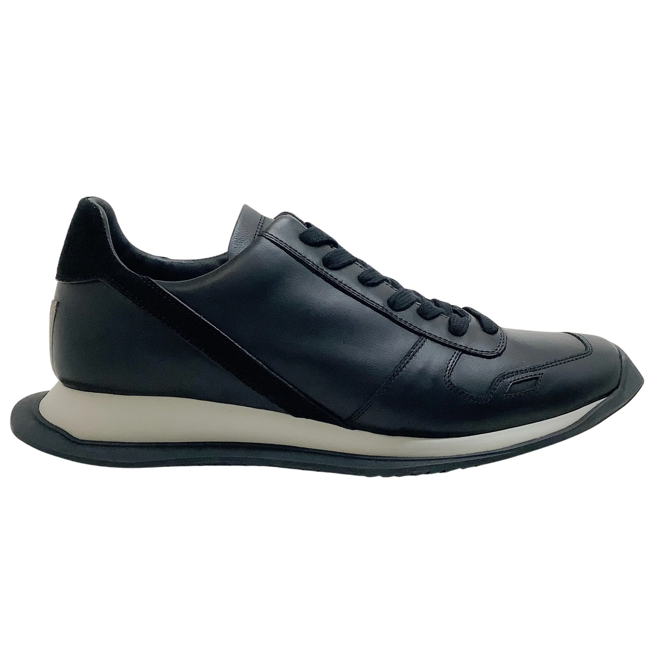 Rick Owens Black / Pearl Runner Lace Up Sneakers