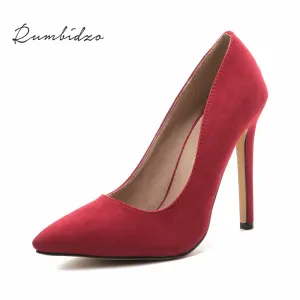 Rumbidzo Plus size Women Pumps 2017 Sexy High Heels Pointed Toe Party Shoes Woman Wedding Office Pumps Red Green Zapato Mujer