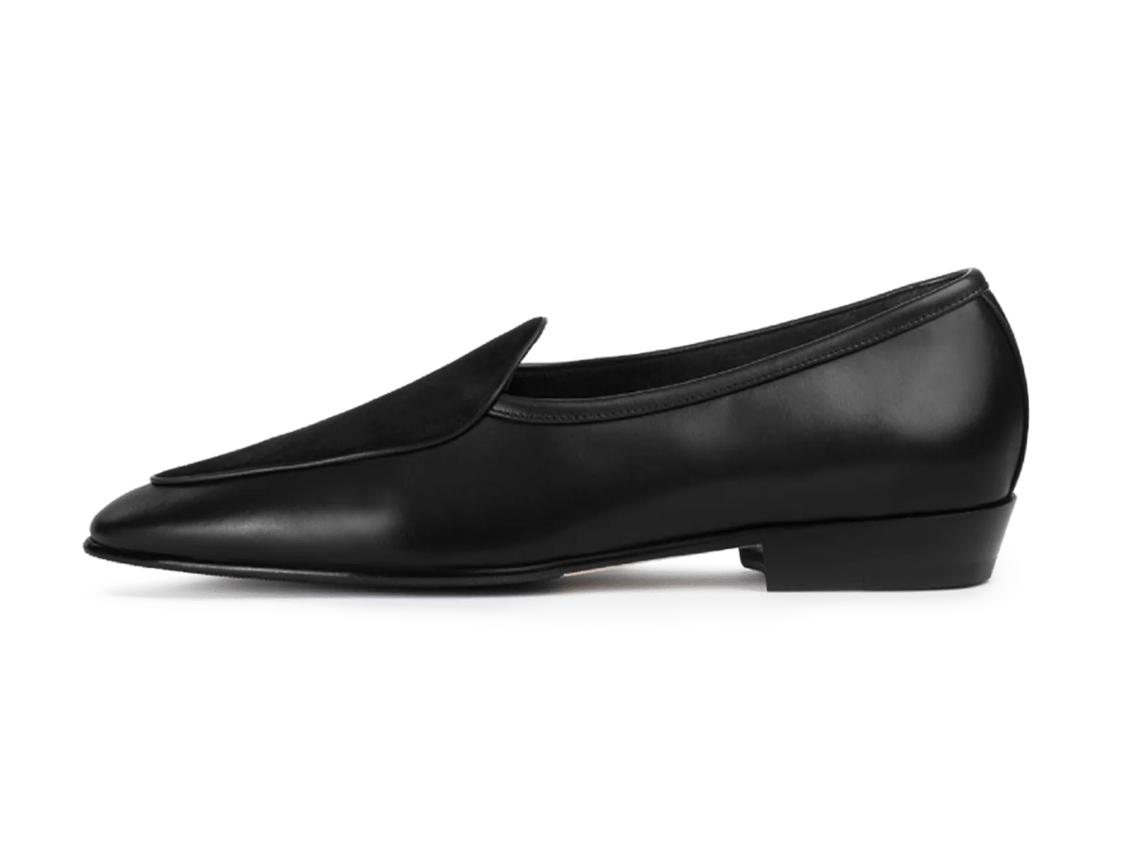 Sagan Classic Loafers in Black Drape Calf and Obsidian Black Suede with Rubber Grip