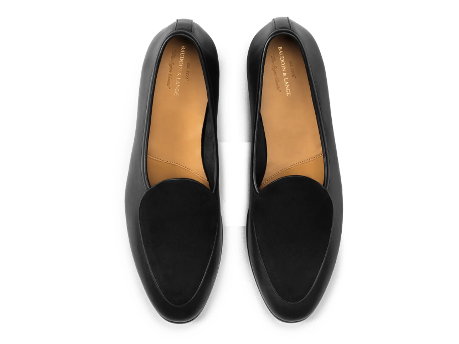 Sagan Classic Loafers in Black Drape Calf and Obsidian Black Suede with Rubber Grip