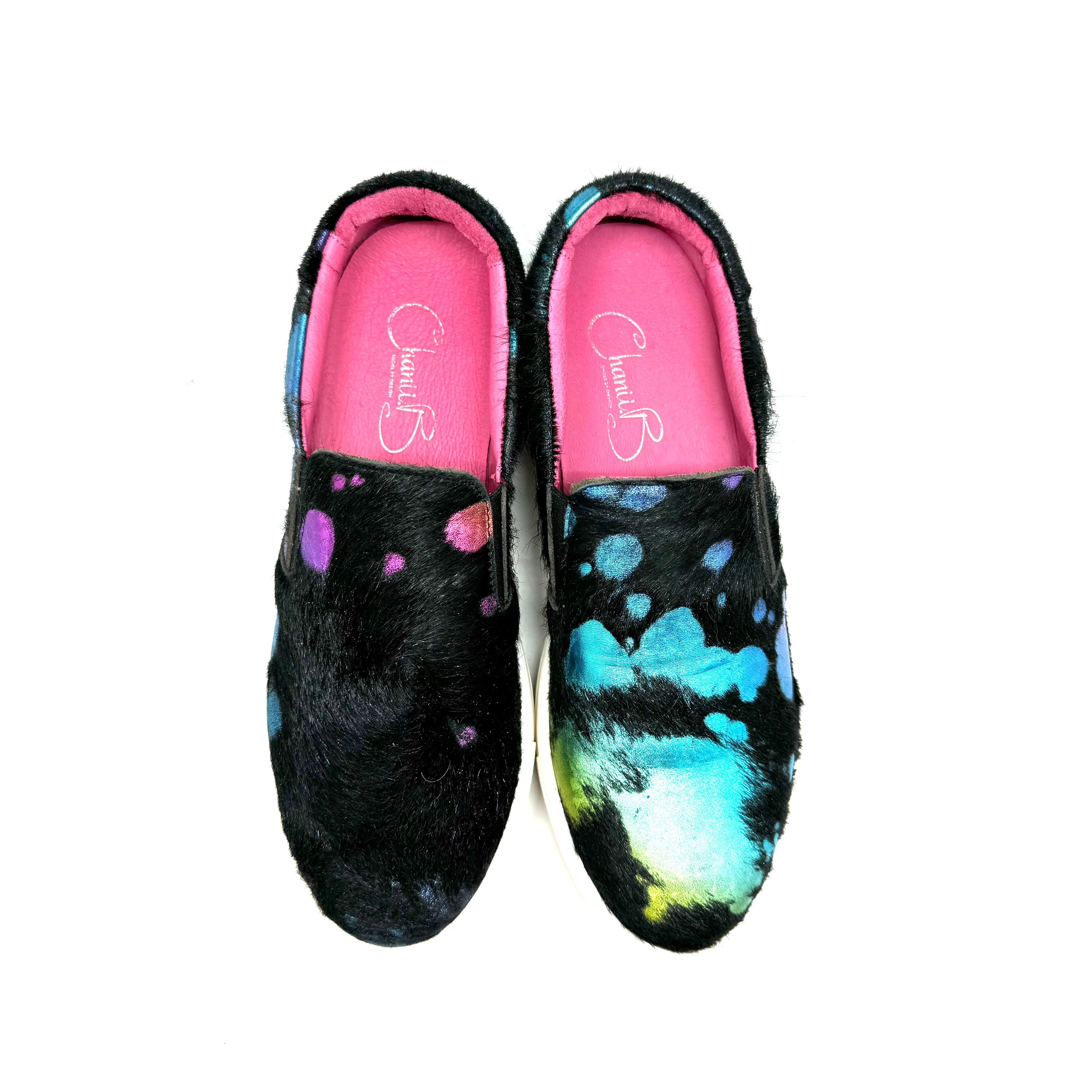 Scala - Black rainbow unicorn slip on