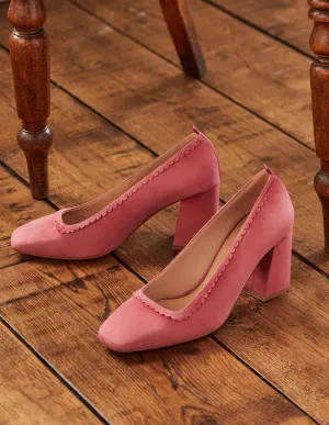 Scalloped Detail Court Heels-Posy Pink