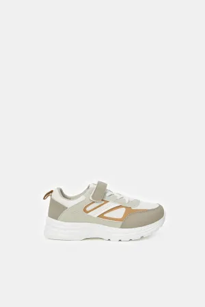 Senior Boys Beige Colour Block Chunky Sneakers