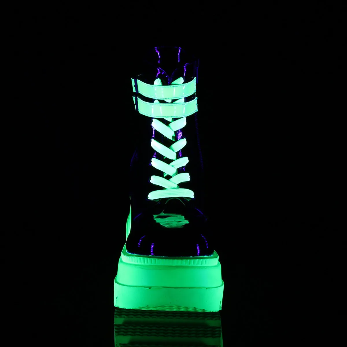 Shaker-52 Wedge Platform UV Neon Green Boots