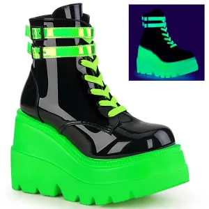 Shaker-52 Wedge Platform UV Neon Green Boots