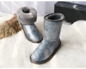 Sheepskin & Fur Waterproof Snow Boots for Women