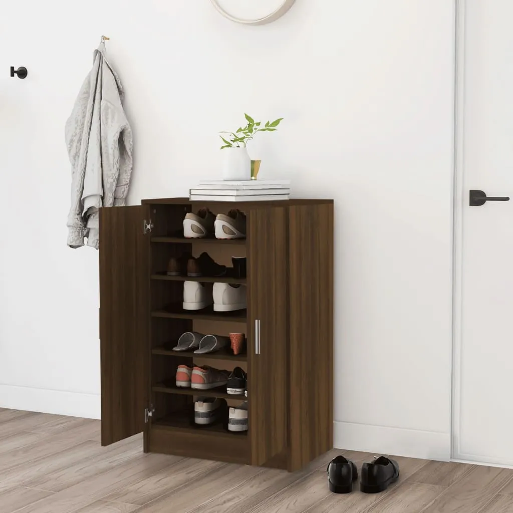 Shoe Cabinet Brown Oak 60x35x92 cm Engineered Wood