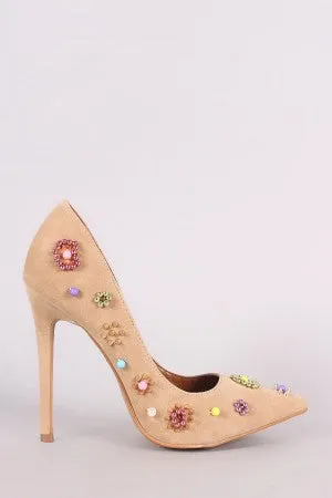 Shoe Republic LA Suede Beadwork Pointy Toe Pump