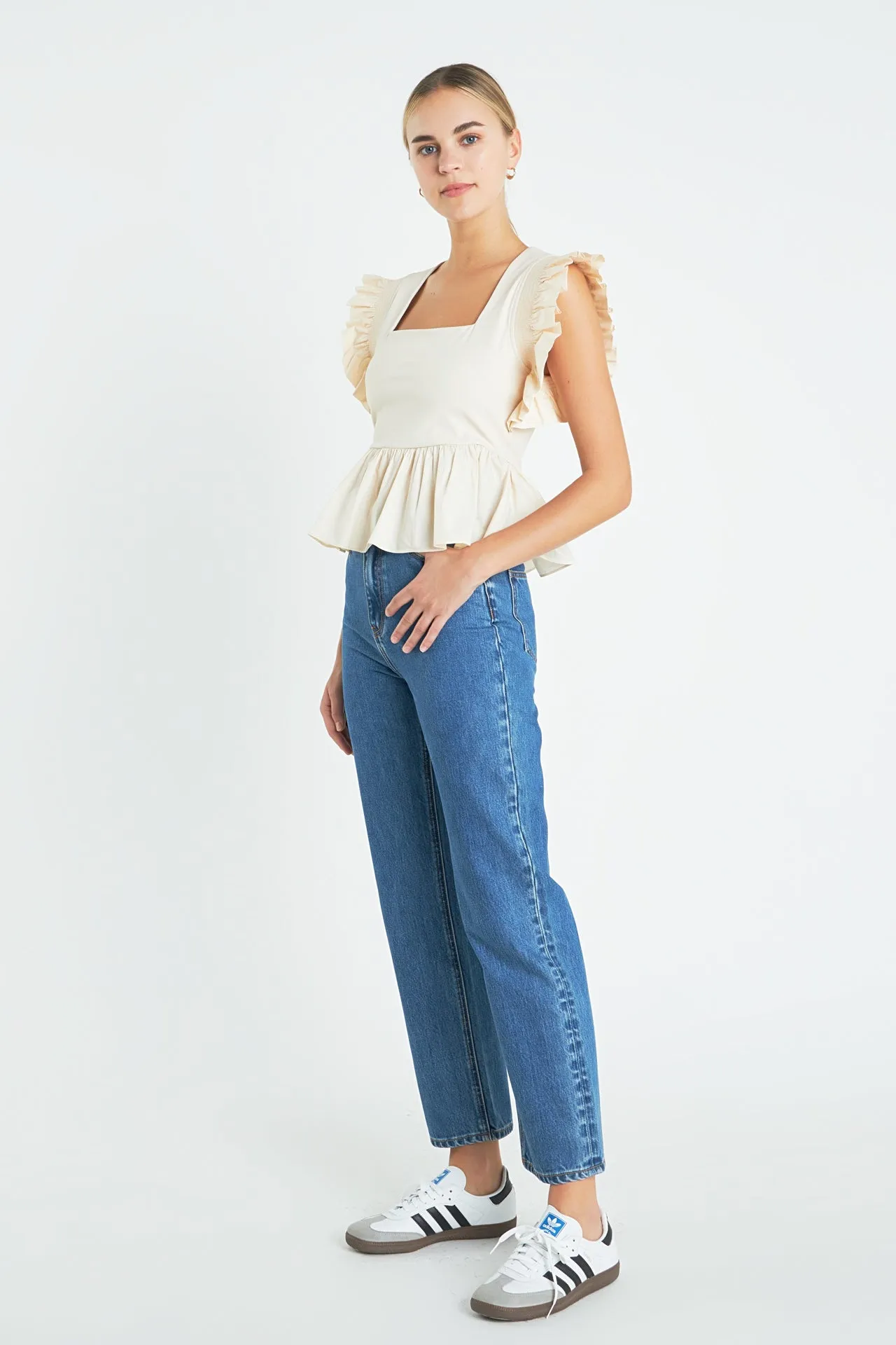 Square Neckline Ruffled Top