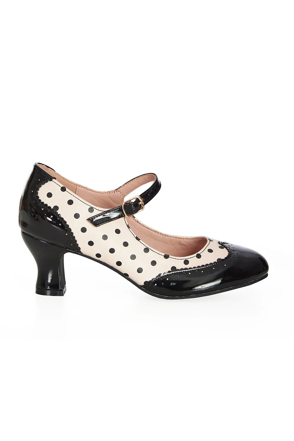 Steppin' Style Mary Jane Shoes in Nude and Black by Banned