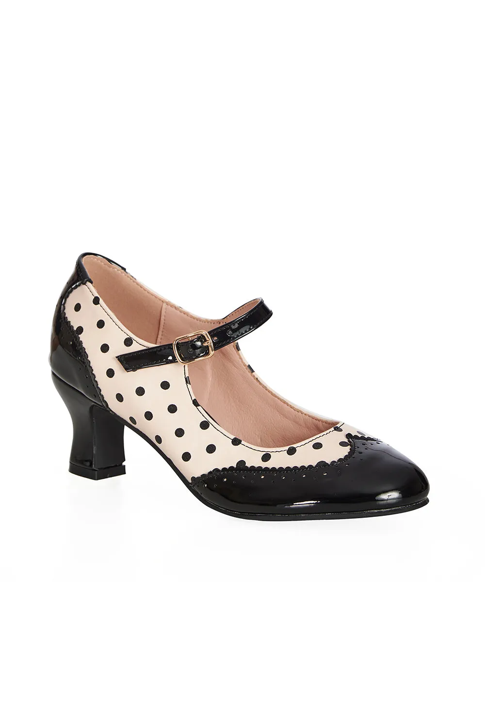 Steppin' Style Mary Jane Shoes in Nude and Black by Banned