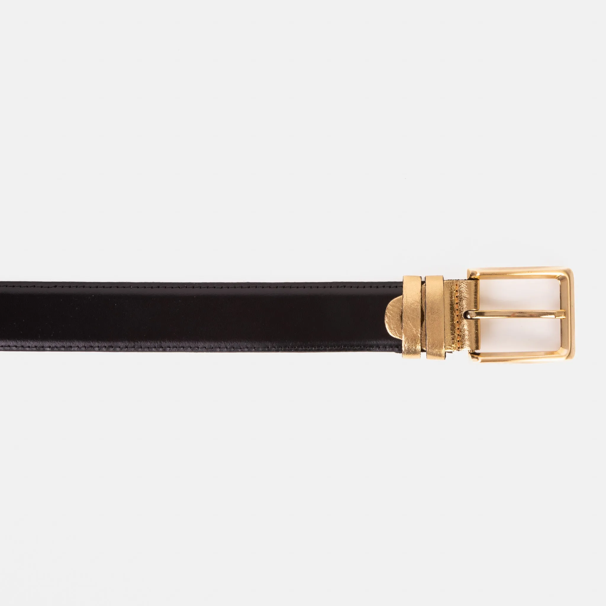 The Arda Black & Gold Leather Belt