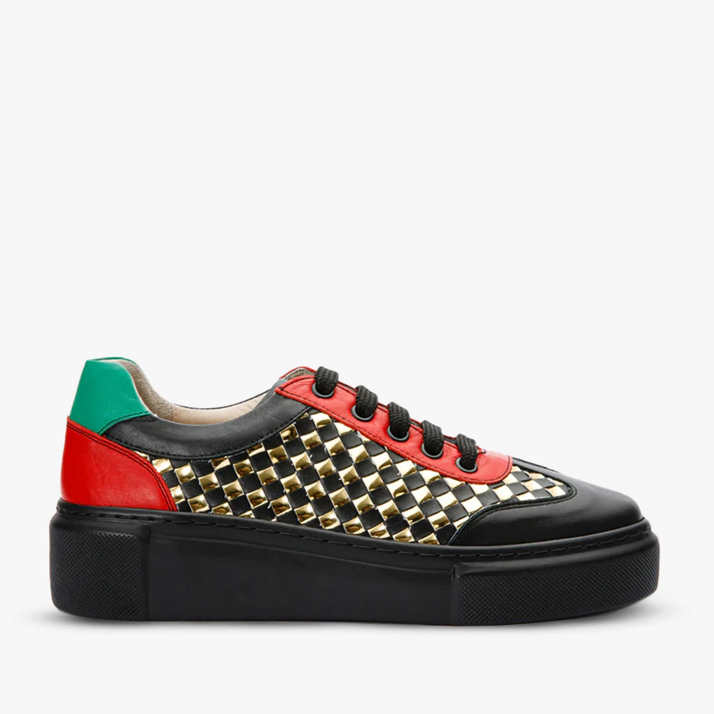 The Messina Black & Gold Woven Leather Women Sneaker Final Sale!