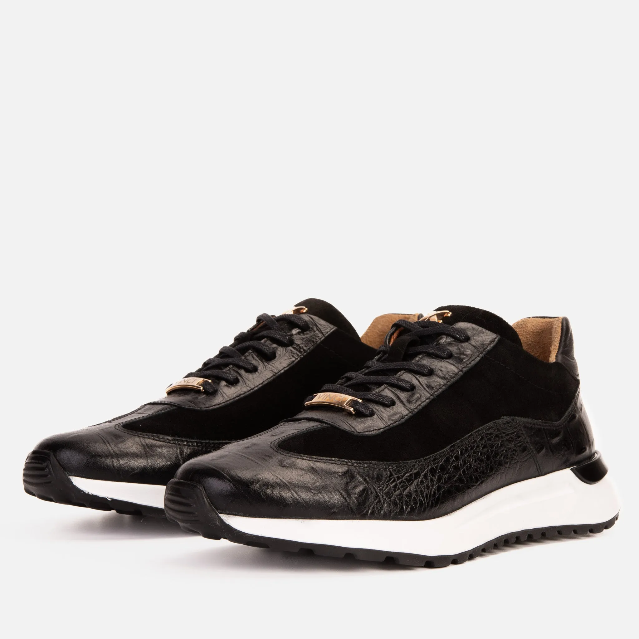 The Savamala Black Leather Men Sneaker Final Sale!