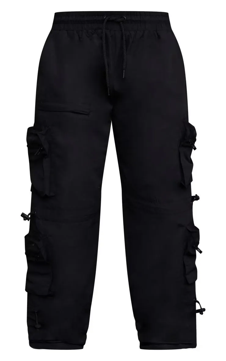 TOGGLE DETAIL CARGO TROUSER-BLACK