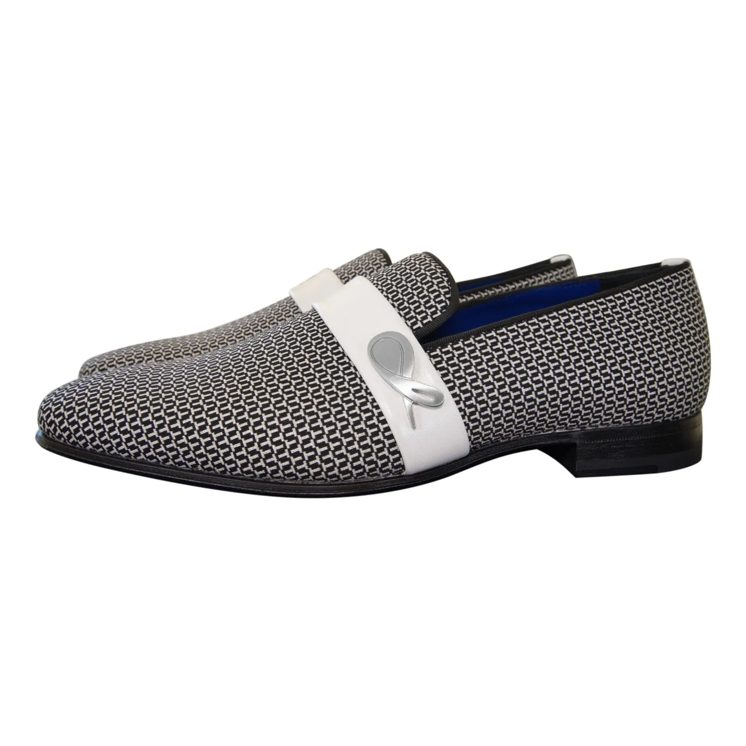 White Croccante Loafer With Silver Hardware