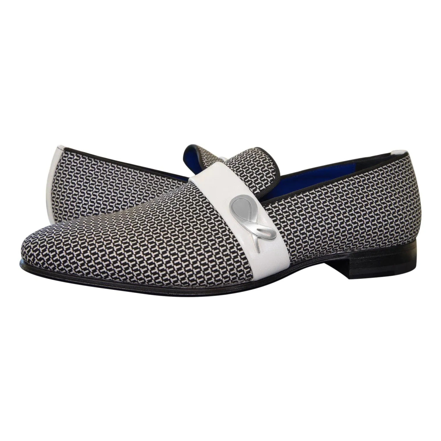 White Croccante Loafer With Silver Hardware