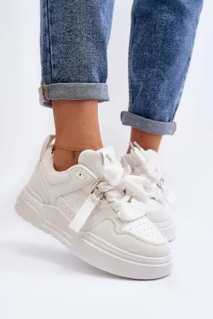 White Fashion Classic Laced Sneakers