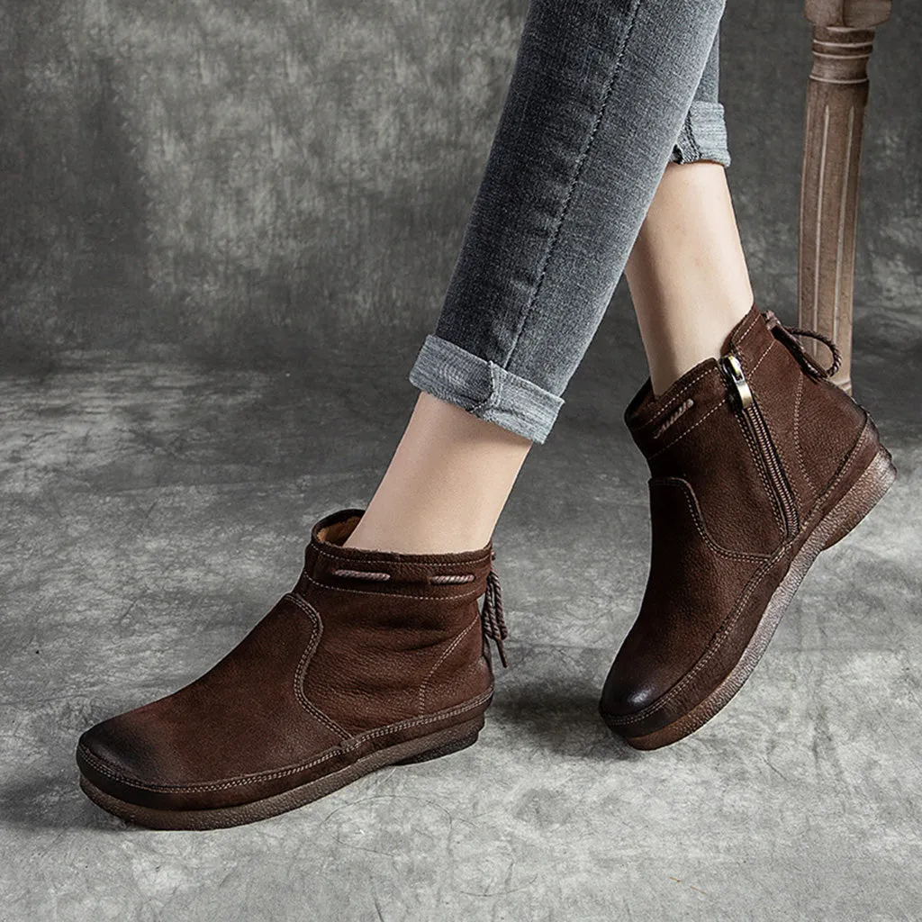 Winter Retro Leather Women's Shoes | Gift Shoes