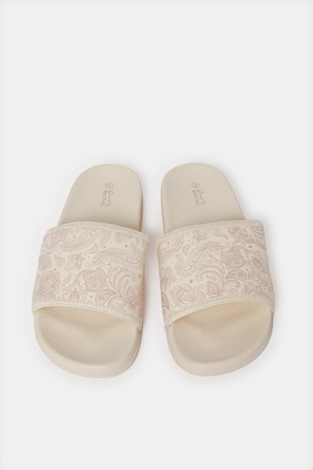 Women Beige Printed Slipper