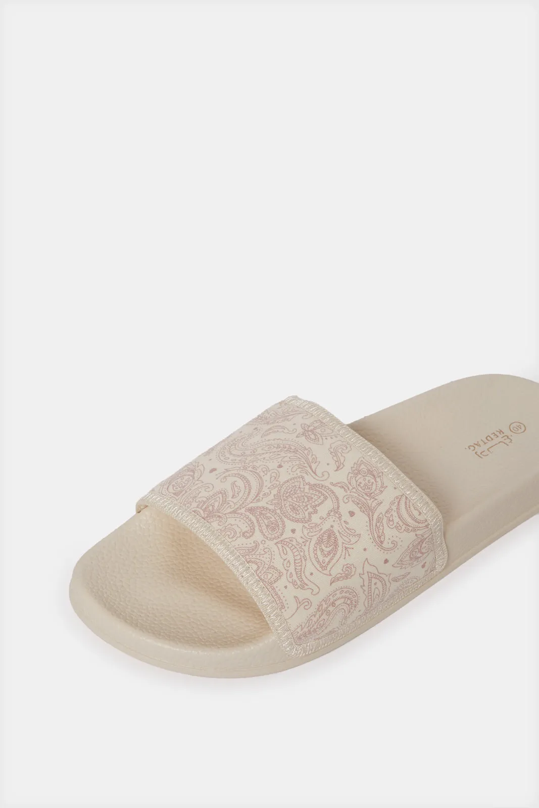 Women Beige Printed Slipper