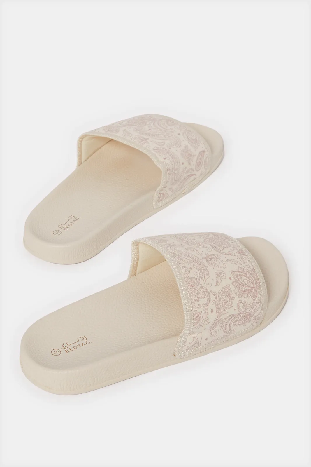 Women Beige Printed Slipper