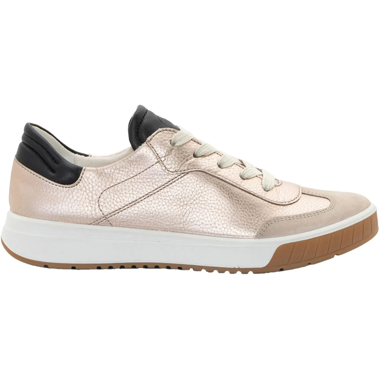 Women's Ara Shoes Rhodes Sand Metallic Leather/Shell Suede