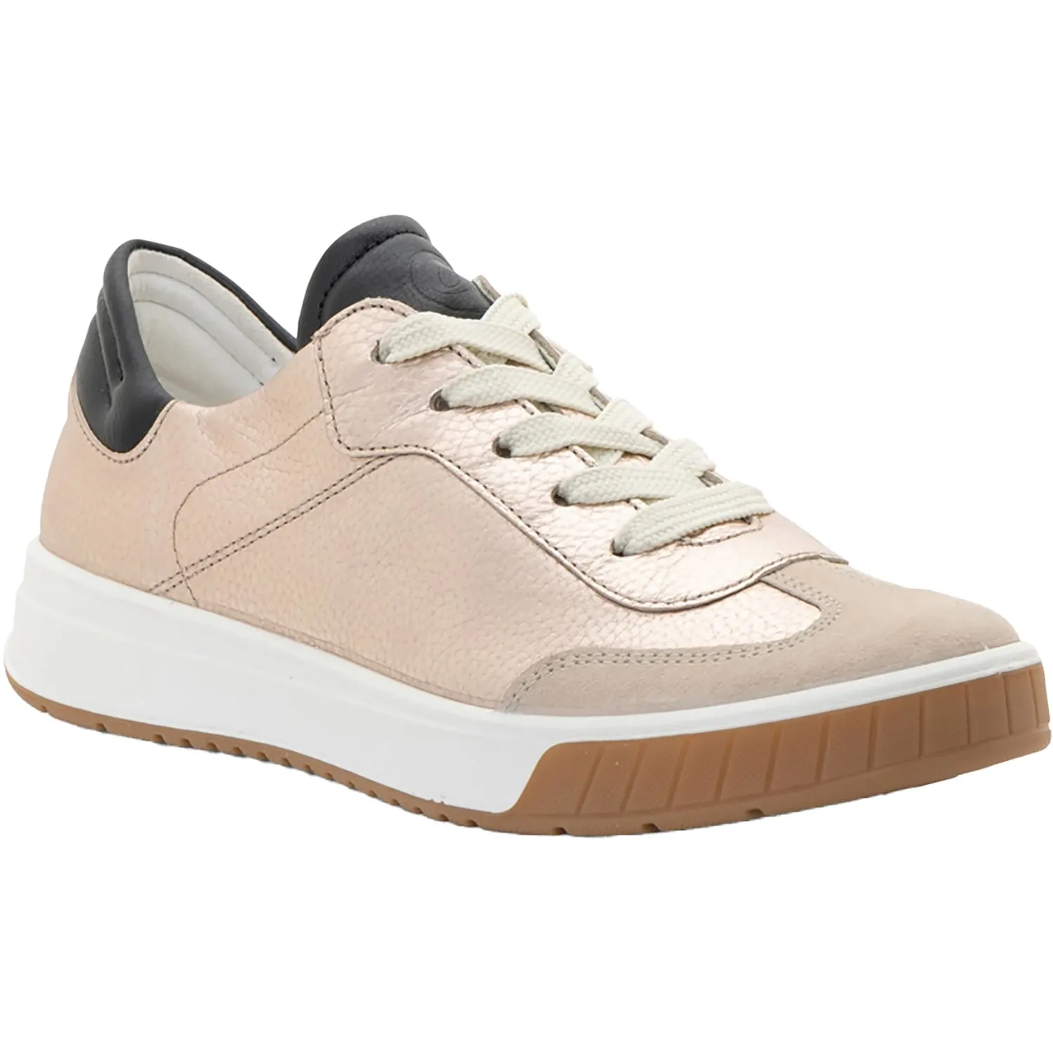 Women's Ara Shoes Rhodes Sand Metallic Leather/Shell Suede