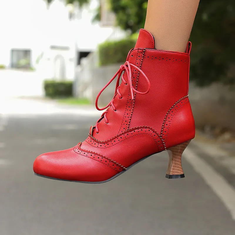 Women's Victorian-Style Lace-Up Ankle Zip Boots