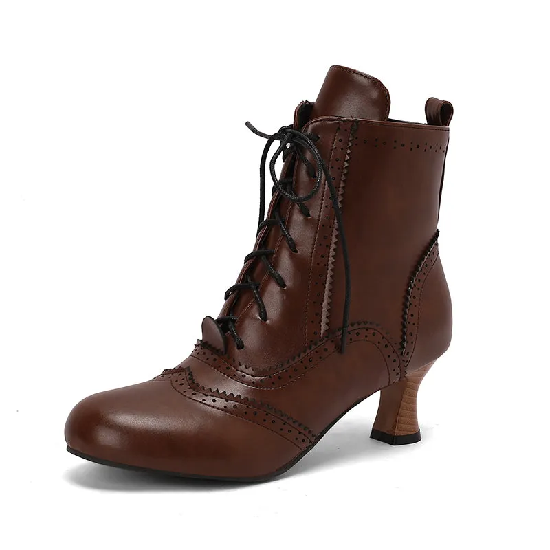 Women's Victorian-Style Lace-Up Ankle Zip Boots