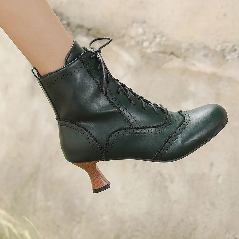 Women's Victorian-Style Lace-Up Ankle Zip Boots