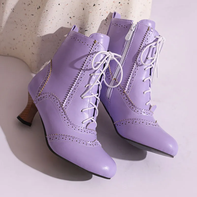 Women's Victorian-Style Lace-Up Ankle Zip Boots